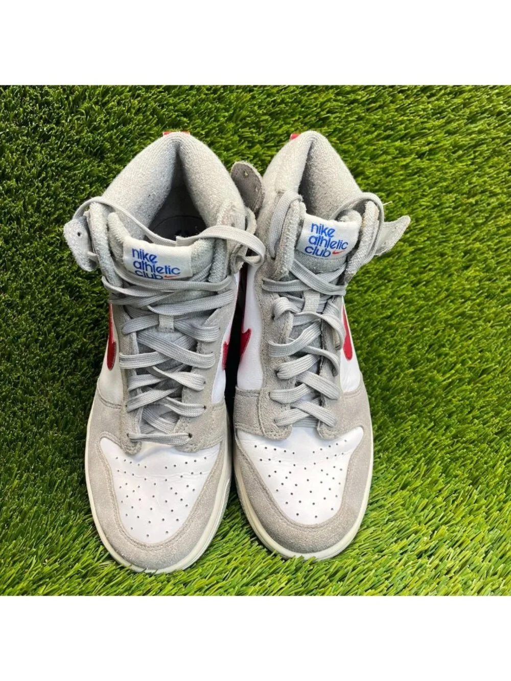 Nike Dunk High Athletic Club Boys Size 6Y Gray White Red Athletic Shoes Sneakers